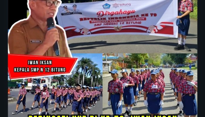 Peringati HUT RI ke-79, Iwan Iksan Turunkan 12 Regu Pelajar SMP 12 Bitung Ikuti Lomba Gerak Jalan