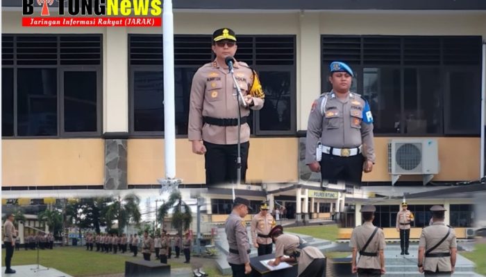 Kapolres Bitung Pimpin Upacara Serah Terima Jabatan Kabag Logistik