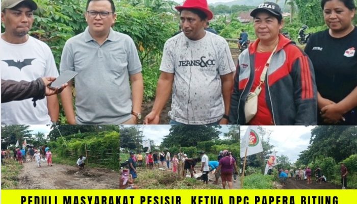 Peduli Masyarakat Pesisir, Ketua DPC PAPERA BITUNG dan DPP BIFI Ikuti Gotong Royong Perbaikan Jalan