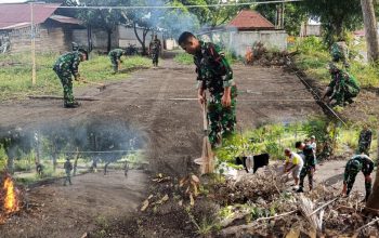 Satgas TMMD 123 Kodim 1310/Bitung Gelar Pembenahan Lapangan Volly
