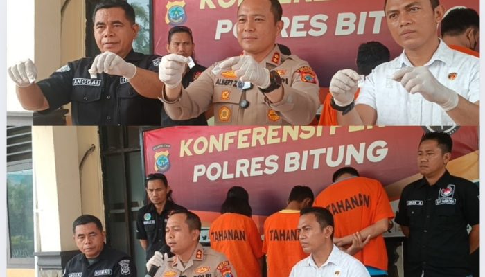 Konferensi Pers Polres Bitung: 44 Paket Shabu dan Tiga Pengedar Diamankan