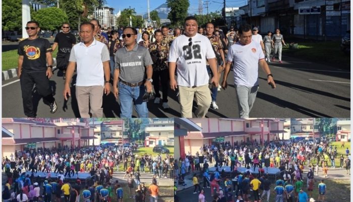 Jalan Sehat Wali Kota Bitung dan Forkopimda: Serukan Gaya Hidup Sehat, Hidupkan Ekonomi Rakyat
