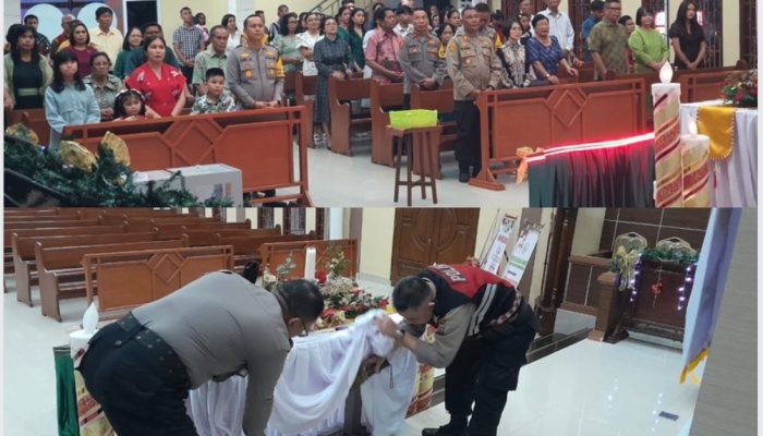 Ibadah Malam Natal 2025 di Bitung Aman dan Kondusif, Kapolres Albert Zai Ikut Beribadah Bersama Jemaat