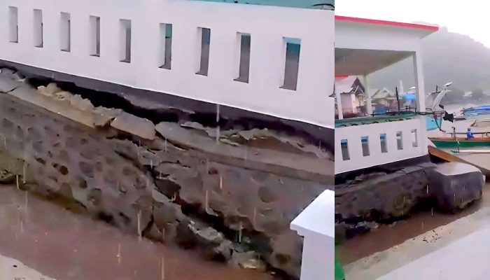 Baru Diresmikan, Pondasi Dermaga Kampung Nelayan di Gorontalo Amblas Terbelah